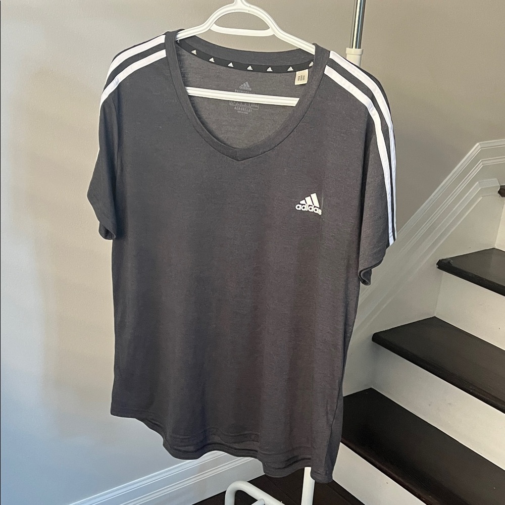 Adidas Dark Grey Tee with White Accents